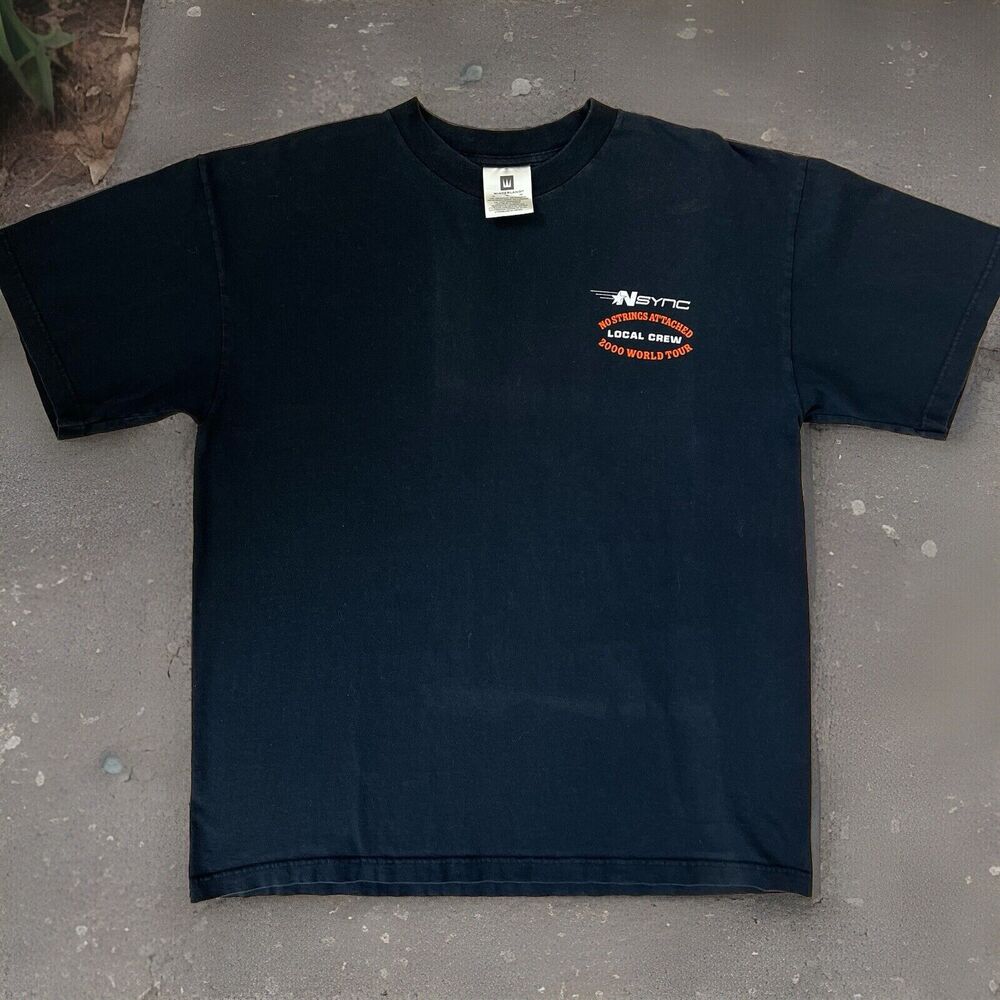 Vintage Nsync Local Crew Shirt XL Black No Strings Attached World Tour Pop Music